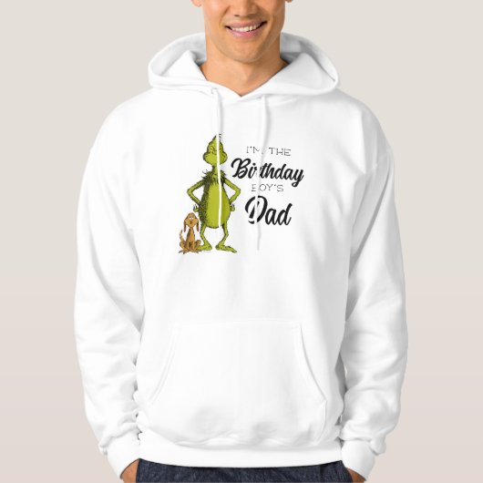 Grinch Chalkboard Verjaardag Jongen's Papa Hoodie (Voorkant)