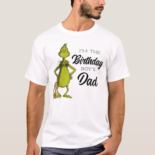 Grinch Chalkboard Verjaardag Jongen's Papa T-shirt (Voorkant)