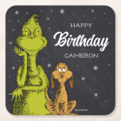 Grinch Chalkboard Verjaardag Kartonnen Onderzetters (Voorkant)