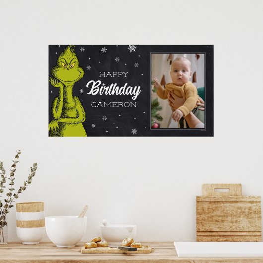 Grinch Chalkboard Verjaardag Poster (Keuken)