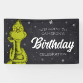 Grinch Chalkboard Verjaardag Spandoek (Horizontaal)