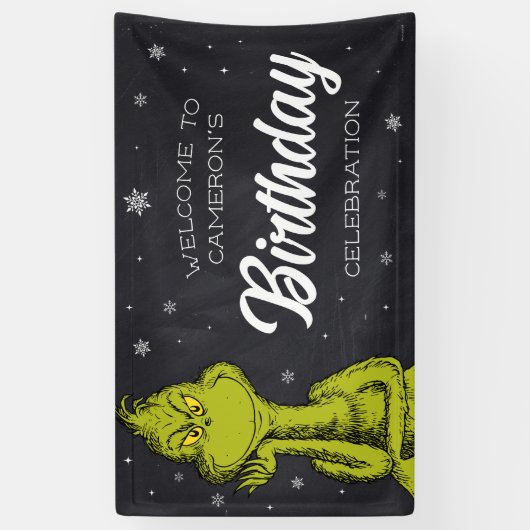 Grinch Chalkboard Verjaardag Spandoek (Verticaal)