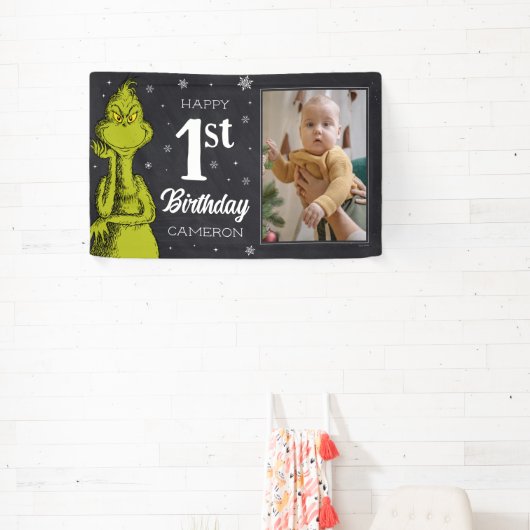 Grinch Chalkboard Verjaardag Spandoek (Insitu)