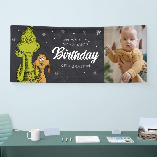 Grinch Chalkboard Verjaardag Spandoek (Beurs)