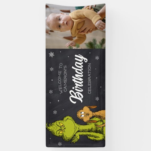 Grinch Chalkboard Verjaardag Spandoek (Verticaal)
