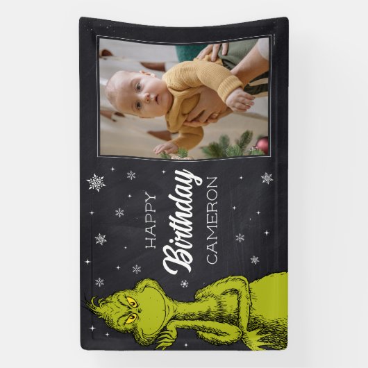 Grinch Chalkboard Verjaardag Spandoek (Verticaal)