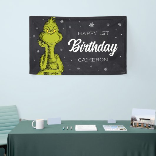Grinch Chalkboard Verjaardag Spandoek (Beurs)