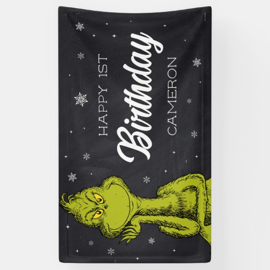 Grinch Chalkboard Verjaardag Spandoek (Verticaal)