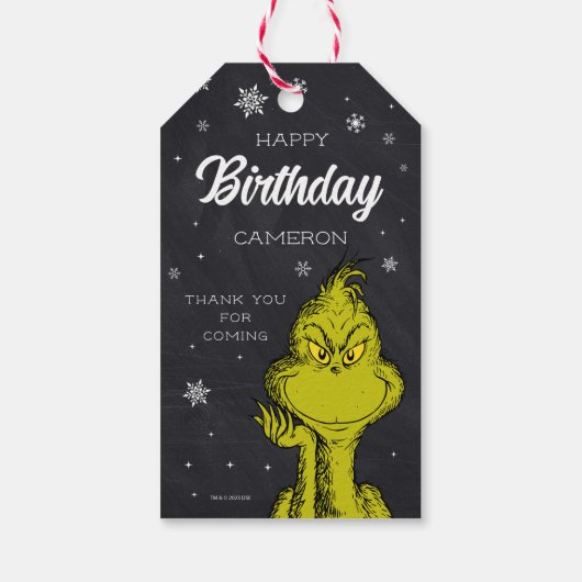 Grinch Chalkboard Verjaardagsgunst Cadeaulabel (Achterkant)