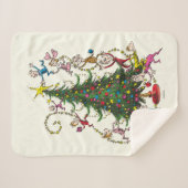 Grinch Christmas Tree Sherpa Deken (Voorkant (horizontaal))