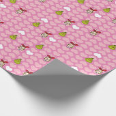 Grinch & Cindy-Lou Pink Heart Pattern Cadeaupapier (Hoek)