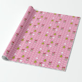 Grinch & Cindy-Lou Roze Hart Patroon Cadeaupapier (Uitgerold)