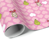 Grinch & Cindy-Lou Roze Hart Patroon Cadeaupapier (Rol Hoek)