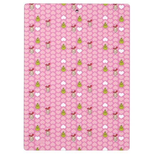 Grinch & Cindy-Lou Roze Hart Patroon Klembord (Achterkant)