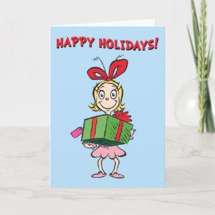 Grinch Cindy-Lou Who - Geschenk vasthoudend Feestdagen Kaart