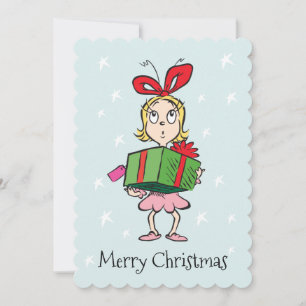 Grinch Cindy-Lou Who - Geschenk vasthoudend Feestdagenkaart