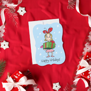Grinch Cindy-Lou Who - Geschenk vasthoudend Feestdagenkaart