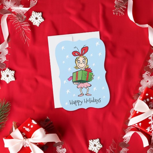 Grinch | Cindy-Lou Who - Geschenk vasthoudend Feestdagenkaart
