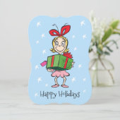 Grinch | Cindy-Lou Who - Geschenk vasthoudend Feestdagenkaart (Staand voorkant)