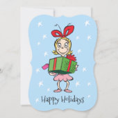 Grinch | Cindy-Lou Who - Geschenk vasthoudend Feestdagenkaart (Voorkant)