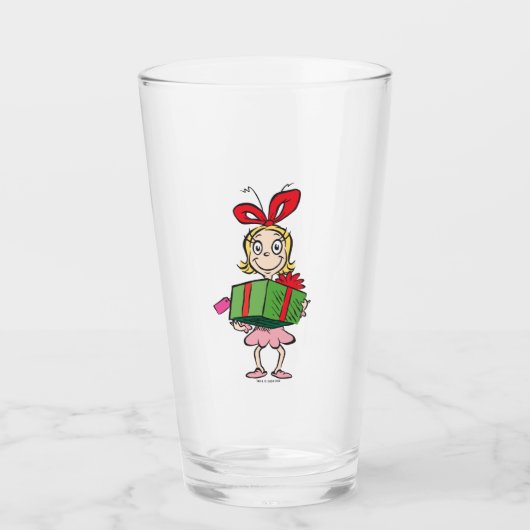 Grinch | Cindy-Lou Who - Geschenk vasthoudend Glas (Voorkant)