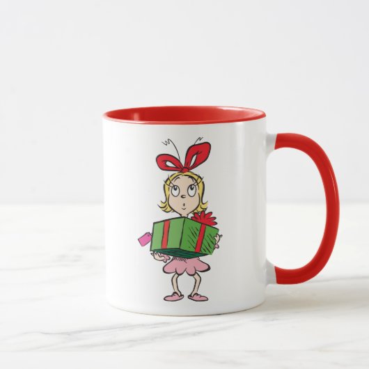 Grinch | Cindy-Lou Who - Geschenk vasthoudend Mok (Rechts)