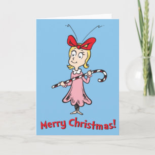 Grinch Cindy-Lou Who - Houdt Cadeausuikerstok va Feestdagen Kaart