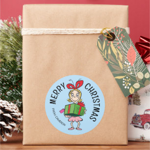 Grinch   Cindy-Lou Who   Kerstcadeautag Ronde Sticker