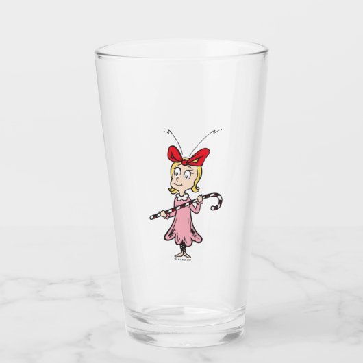 Grinch | Cindy-Lou Who - Kerststok vasthoudend Glas (Voorkant)