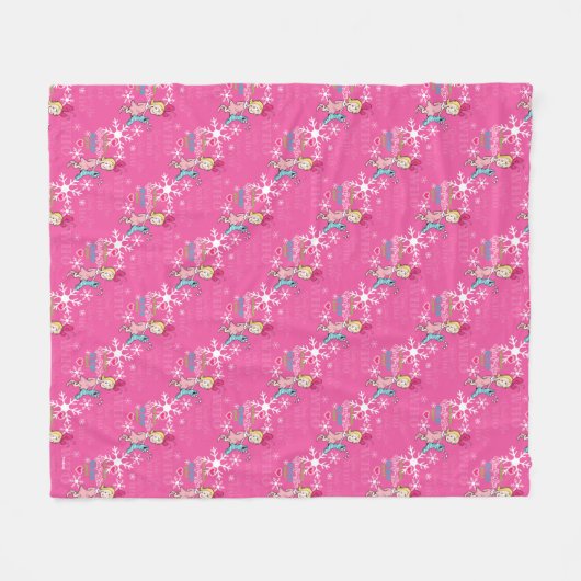 Grinch Cindy-Lou Who Pink Holiday Pattern Fleece Deken (Voorkant (Horizontaal))