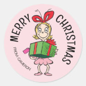 Grinch | Cindy-Lou Wie | Kerstcadeautag Ronde Sticker (Voorkant)