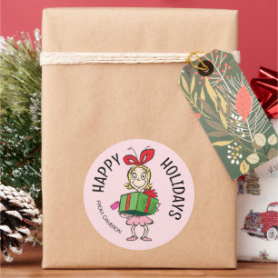 Grinch Cindy-Lou Wie Kerstcadeautag Ronde Sticker