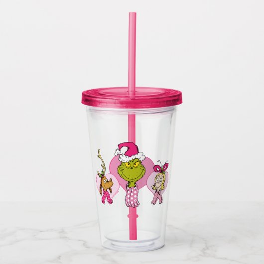 Grinch Crew in Pink Valentine's Portrait Acryl Drinkbeker (Voorkant)