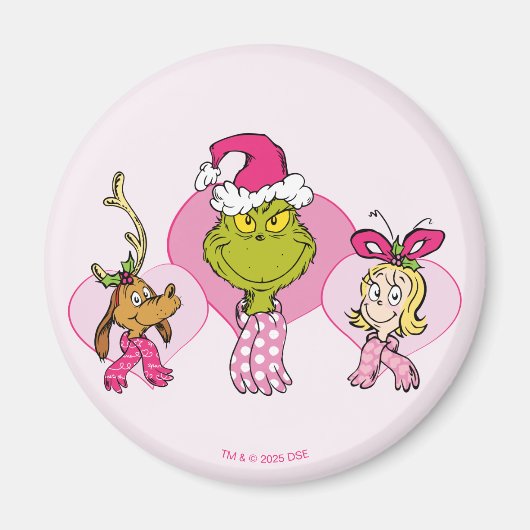 Grinch Crew in Pink Valentine's Portrait Magneet (Voorkant)