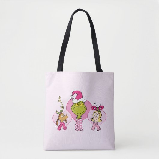 Grinch Crew in Pink Valentine's Portrait Tote Bag (Voorkant)