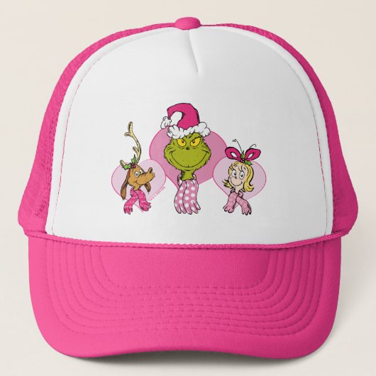 Grinch Crew in Pink Valentine's Portrait Trucker Pet (Voorkant)
