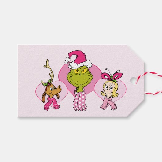 Grinch Crew in Roze Valentijnsportret Cadeaulabel (Voorkant (Horizontaal))