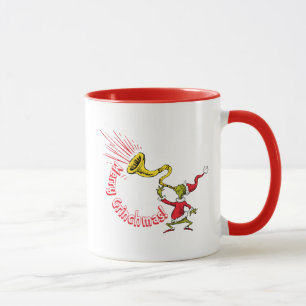 Grinch die de vrolijke Grinchmas hoorn blaast Mok