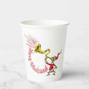 Grinch die de vrolijke Grinchmas hoorn blaast Papieren Bekers