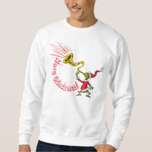 Grinch die de vrolijke Grinchmas hoorn blaast Trui