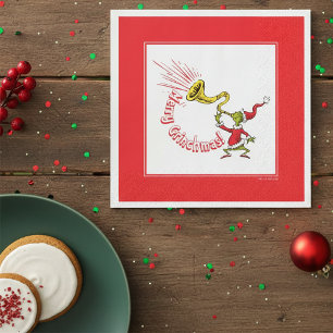 Grinch die op de vrolijke Grinch-Kersttoeter blaas Servet