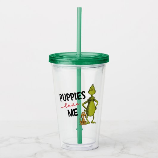 Grinch en Max | Puppies houden van me Acryl Drinkbeker (Voorkant)