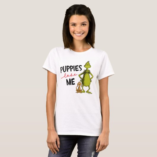 Grinch en Max | Puppies houden van me T-shirt (Voorkant volledig)