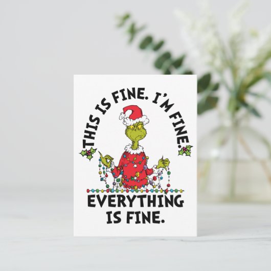 Grinch | Everything is Fine Feestdagenkaart (Staand voorkant)