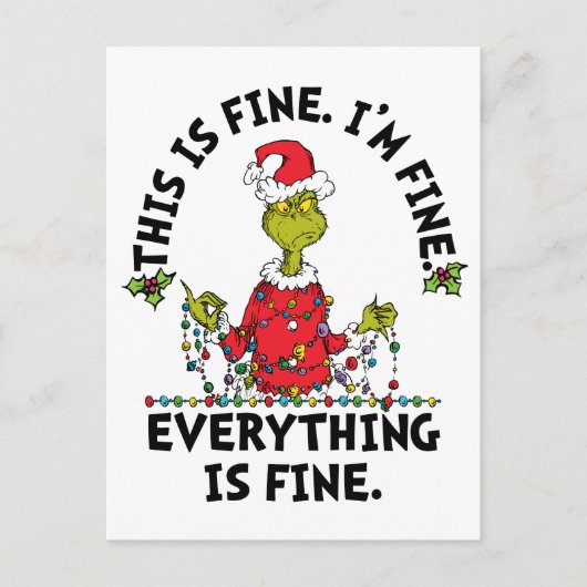 Grinch | Everything is Fine Feestdagenkaart (Voorkant)