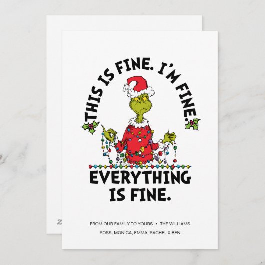 Grinch | Everything is Fine Feestdagenkaart (Voorkant / Achterkant)