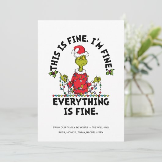 Grinch | Everything is Fine Feestdagenkaart (Staand voorkant)