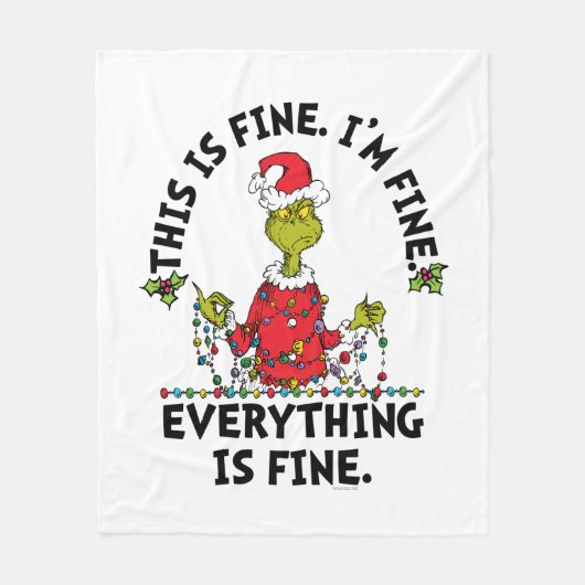 Grinch | Everything is Fine Fleece Deken (Voorkant)