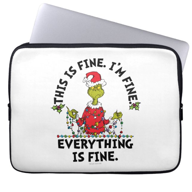 Grinch | Everything is Fine Laptop Sleeve (Voorkant)