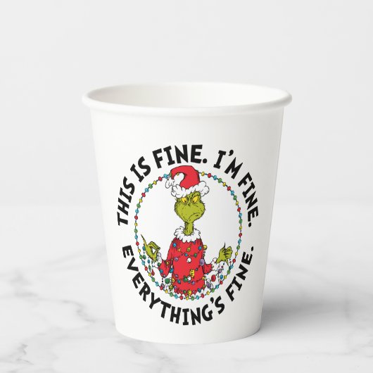 Grinch | Everything's Fine Papieren Bekers (Achterkant)